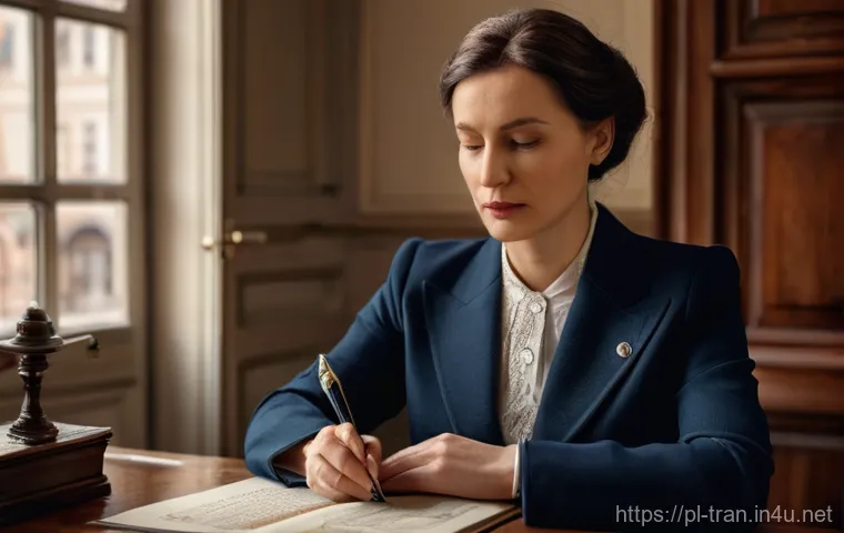 통역사 자격증 종류와 비교 - **Prompt 1: Polish Sworn Translator's Office**
A highly detailed, realistic photograph of a prof...