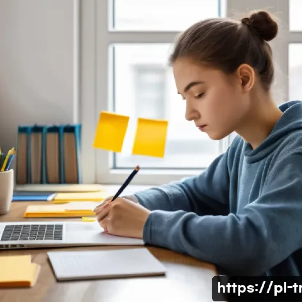 통역사 시험 준비 시작 시기 - A focused young Polish student sitting at a tidy desk in a cozy, well-lit study room, surrounded by ...